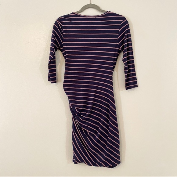 NEW Sundry Faux Wrap Dress Stripe ruched siz 2 M - Picture 3 of 5